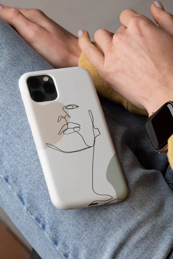 minimalist line drawn face phone case