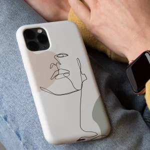 minimalist line drawn face phone case