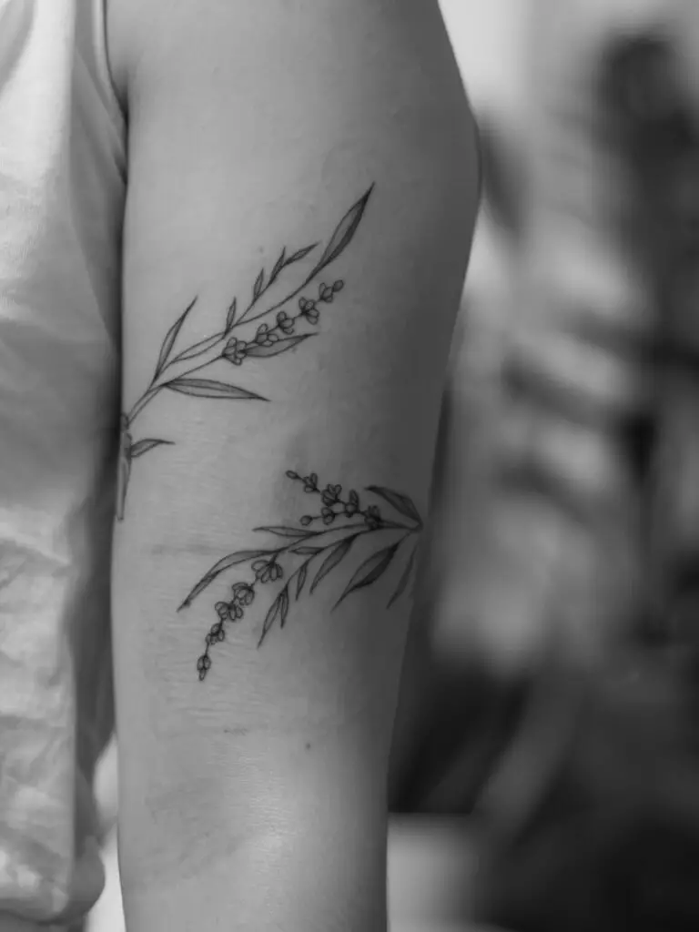 my first tattoo, lavender vine minimal tattoo